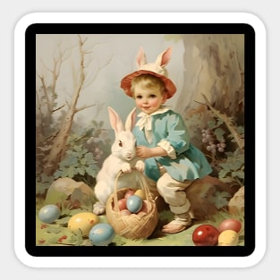 Vintage Easter Postcard Design Sticker